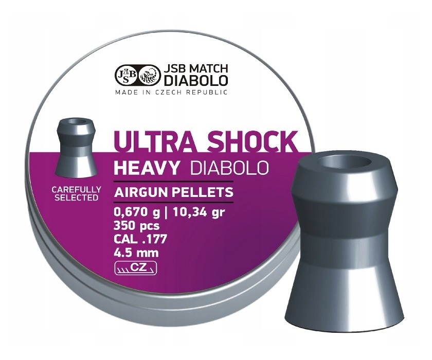 Пули JSB Ultra Shock Heavy Diabolo 4,5 мм, 0,67 грамма, 350 штук